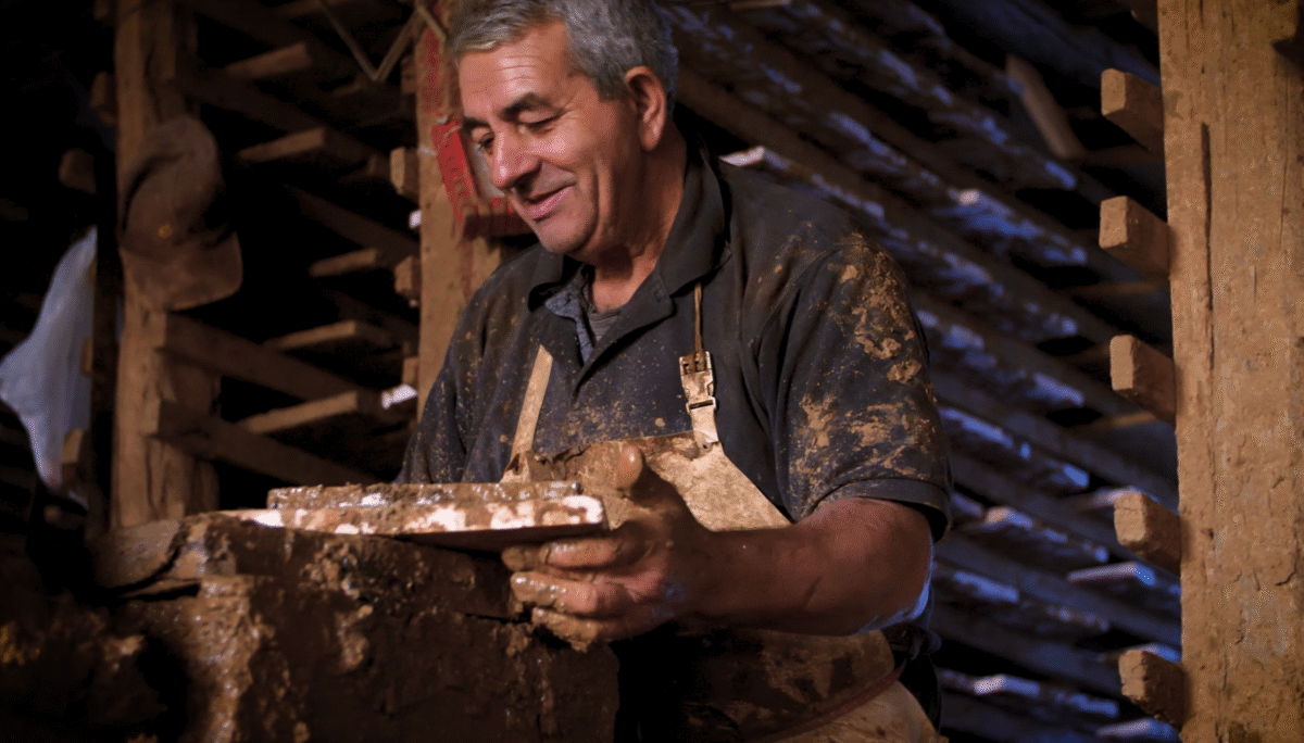 „Hier kostet jeder Fehler Zeit und Ansehen“ – Interview mit Mile, unserem erfahrensten Handwerksmeister Mile bei der manuellen Herstellung von Terracotta-Fliesen in der Werkstatt